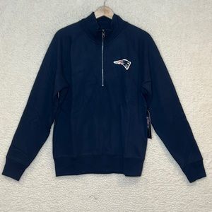 NWT OTS Womens Fall Navy New England Patriots NFL Quarter Zip Fleece SIZE LARGE